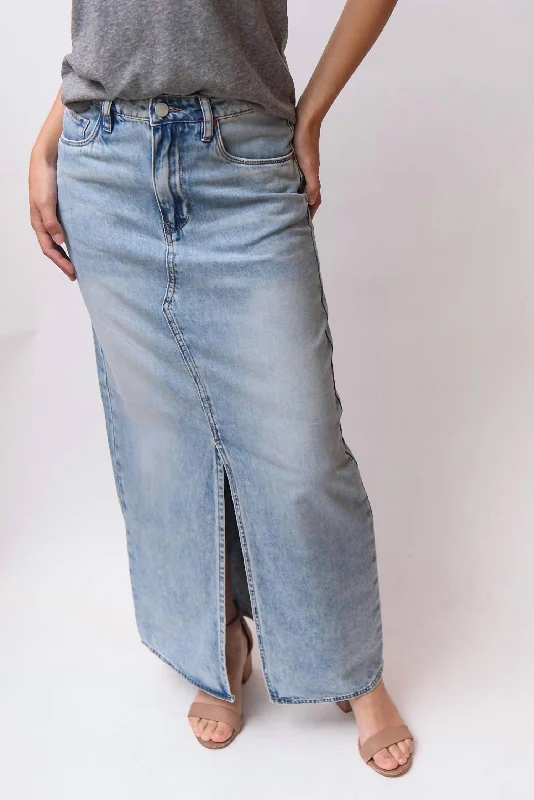 Women's Wardrobe Apparel Denim Maxi Skirt In Medium Blue Wash