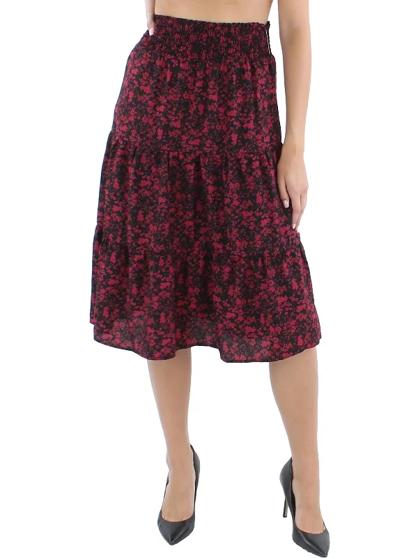 Women's Plus-Size Apparel Juniors Womens Crepe Floral Print A-Line Skirt