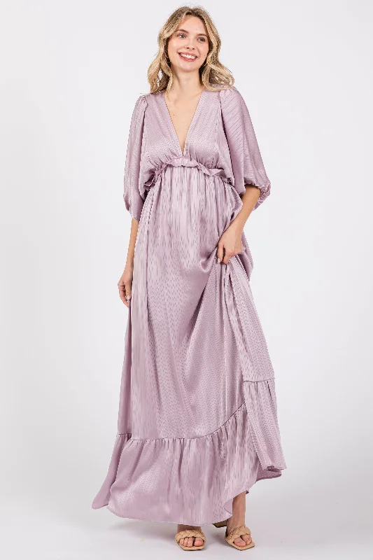 Women's Clothing for Every Season and Trend Lavender Striped Ruffle Accent Maxi Dress