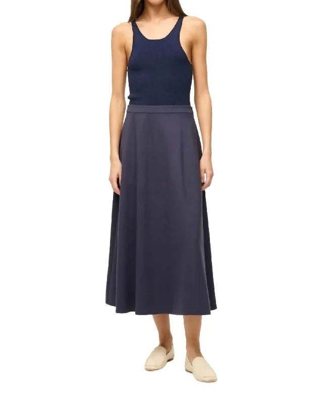 Must-Have Styles Lighthouse Midi Skirt In Navy