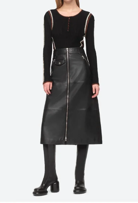 Women's Resort Apparel Lilia Leather Skirt In Black