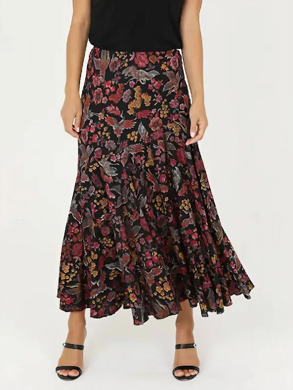 Bold Fashion Madrigal Maxi Skirt In Black Multi