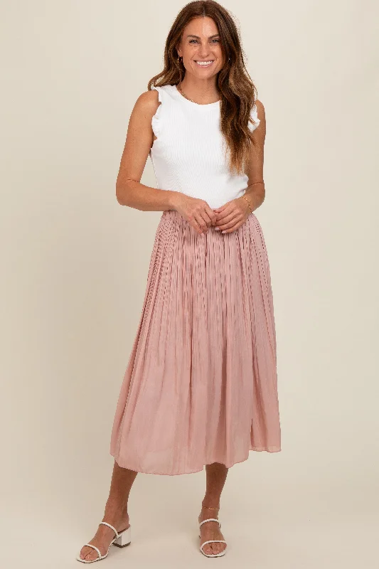 Women's Seasonal Garments Mauve Pleated Midi Skirt