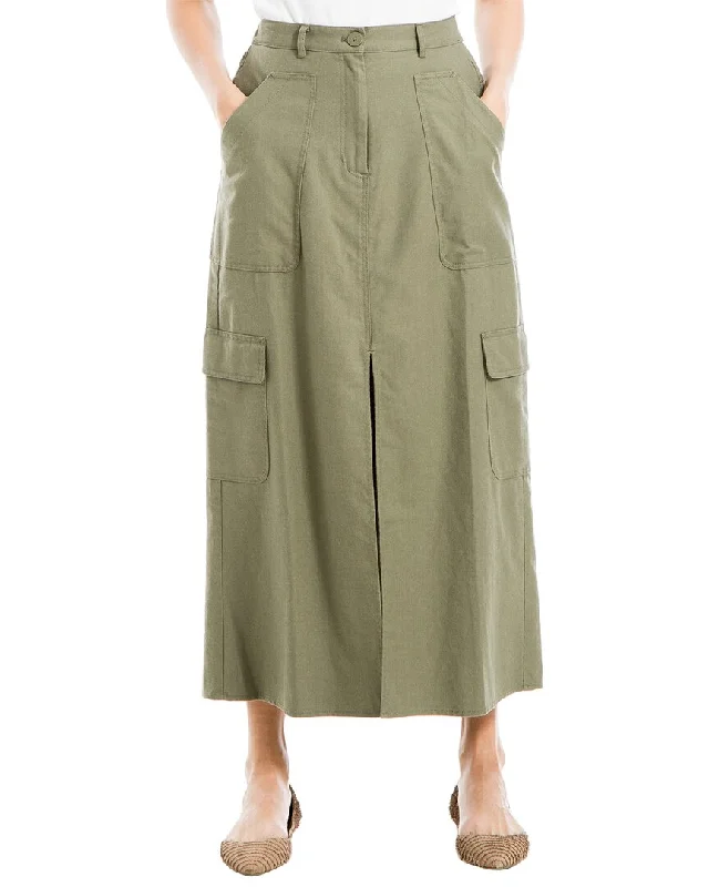 Women's Classic Outfit Max Studio Long Linen-Blend Cargo Skirt