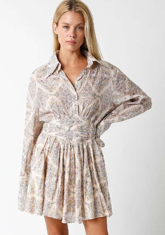 Online Clothing Boutiques Natural Printed Long Sleeve Dress