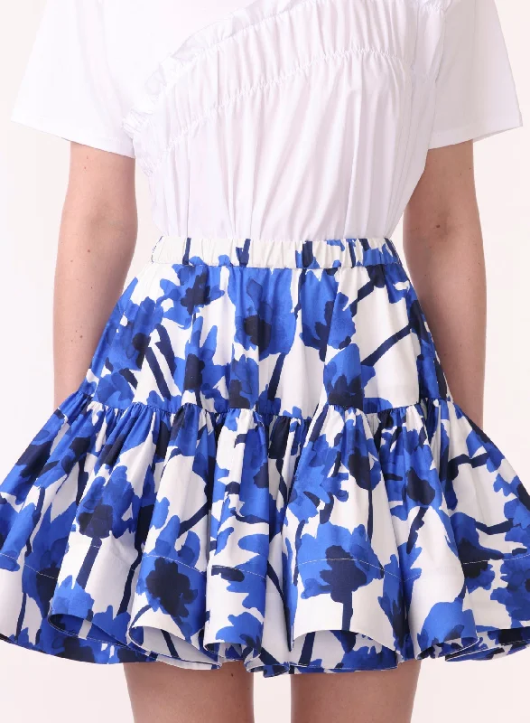 Trendy Boutique Online Printed Mini Ruffle Skirt W Elastic Band