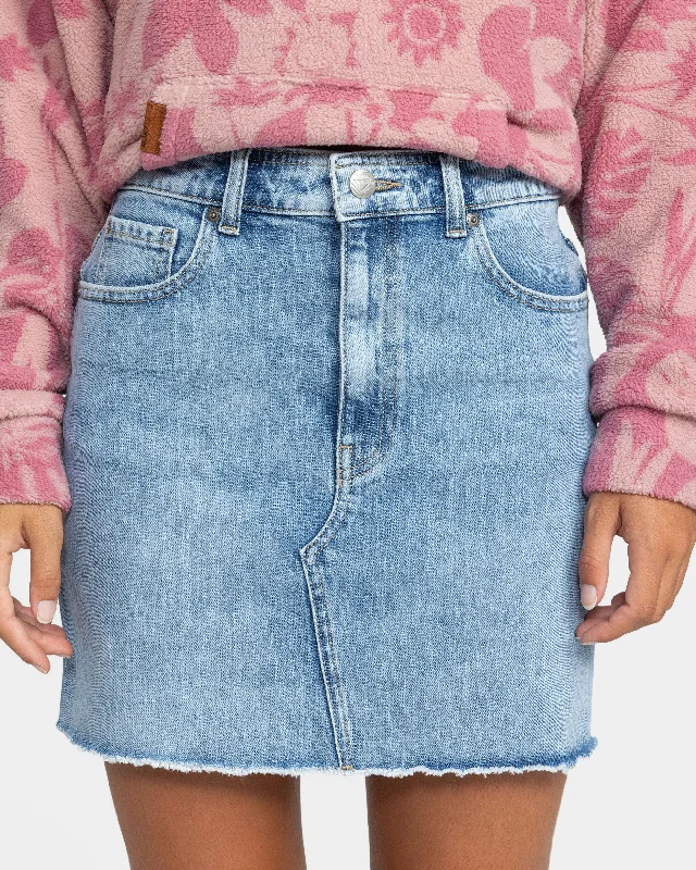 Women's Stylish Casual Garments Rain Mini Denim Skirt - Beau Blue