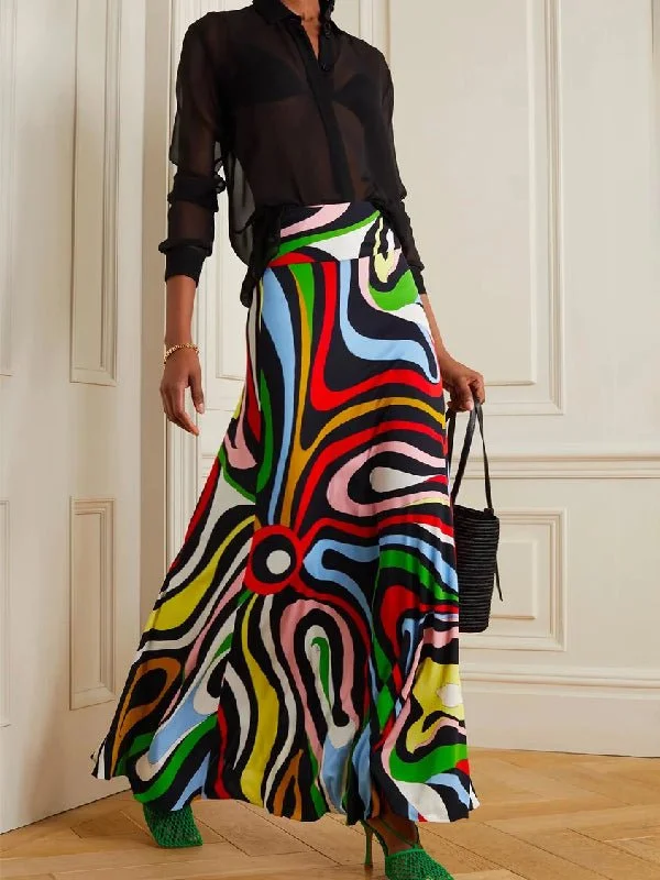 Street Style Fashion Stylish Multicolor Long Skirt