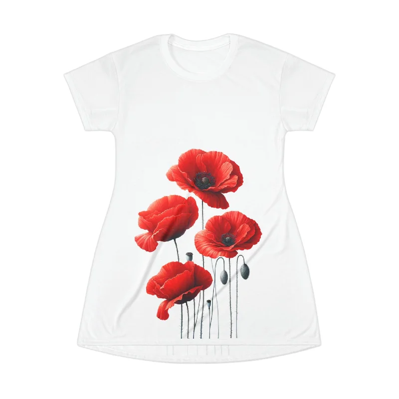 Early Bird Offer T-Shirt Dress with Poppies