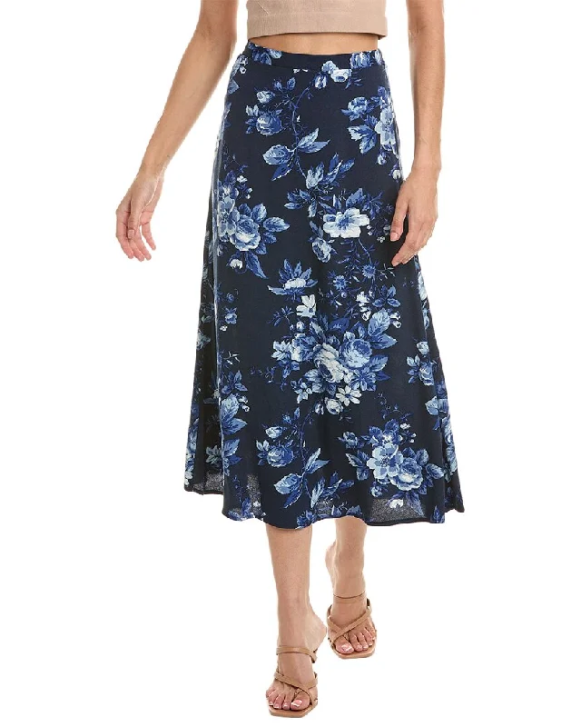 Women's Stylish Outdoor Outfit T Tahari Printed A-Line Midi Skirt