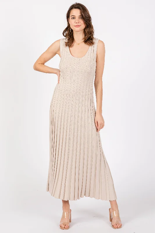 Clothing Sales Taupe Sleeveless Knit Maxi Dress