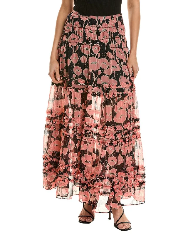 Fashionable Casual Tops Ted Baker Micro Ruffle Tiered Midi Skirt