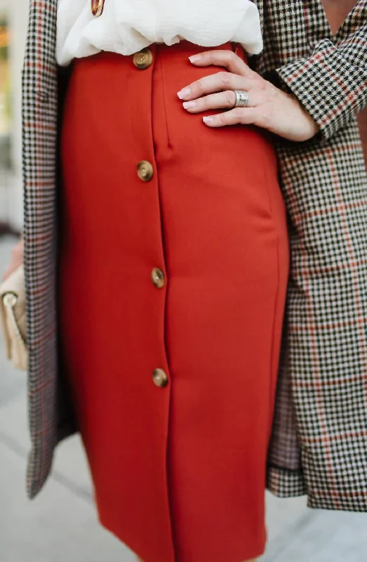 Colorful Clothing The Scarlett Pencil Skirt In Rust