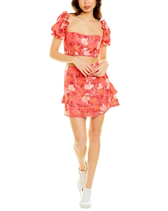 Preppy Style To My Lovers 2pc Floral Top & Mini Skirt Set