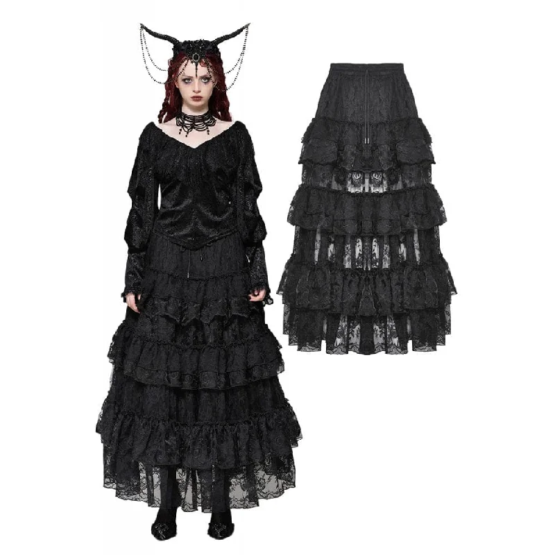 Women's Wedding Apparel Women's Gothic Layered Lace Long Skirt