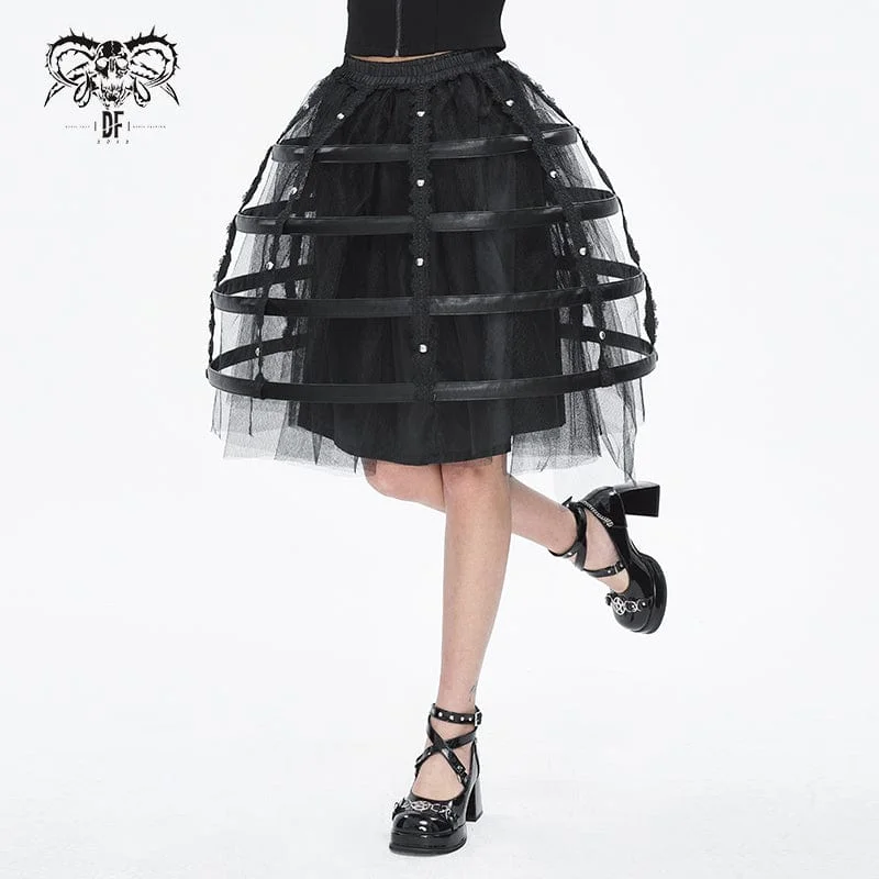 Women's Functional Apparel For Outdoor Activities Women's Gothic Mesh Floral Midi Skirt Underskirt