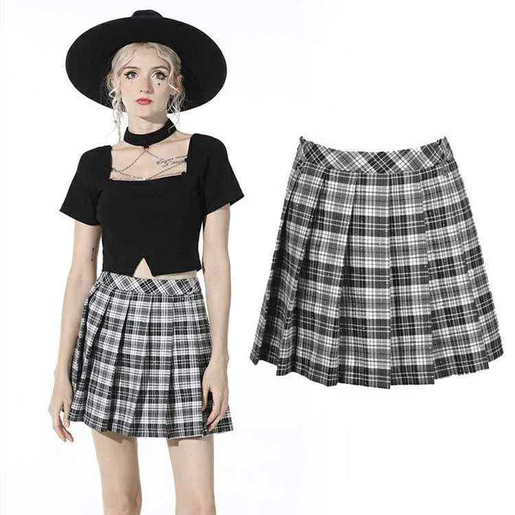 Fashionable Women's Casual Apparel Women's Gothic Plaid Pleated Short Skirt