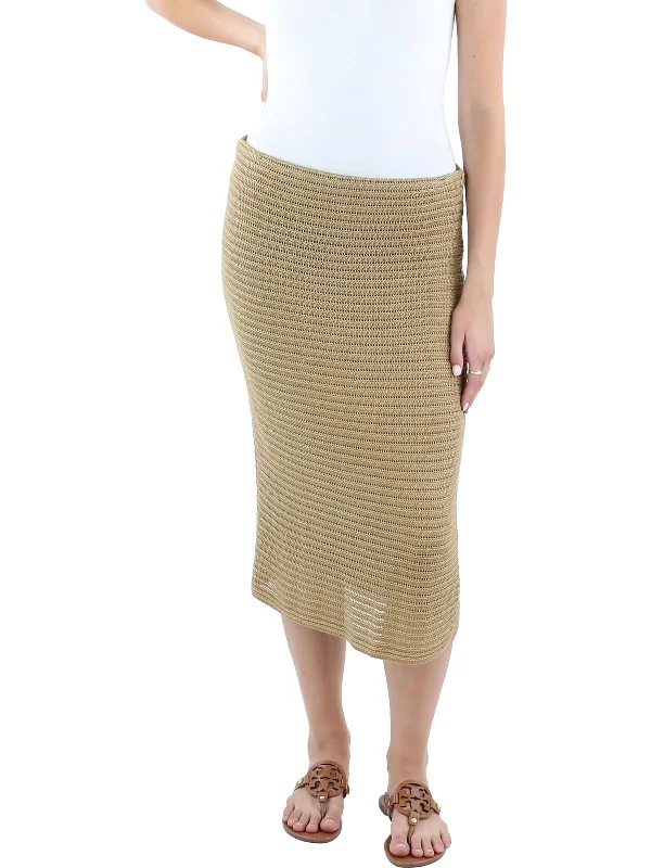 Women's Outdoor Attire Womens Metallic Knit Pencil Skirt