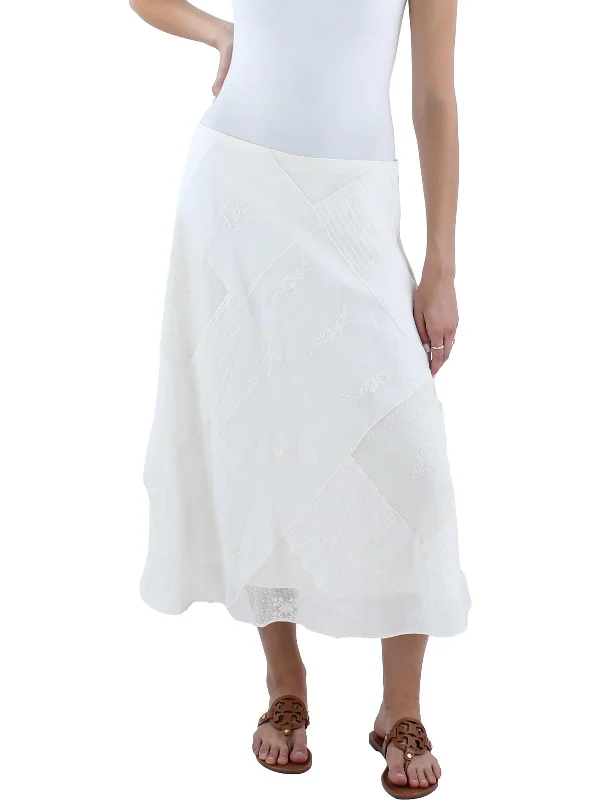 Women's Vacation Attire Womens Patchwork Gauze A-Line Skirt