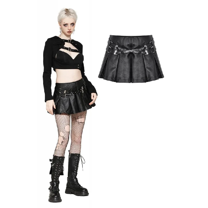 Women's Trendy Apparel Women's Punk Buckle-up Eyelets Short Skirt