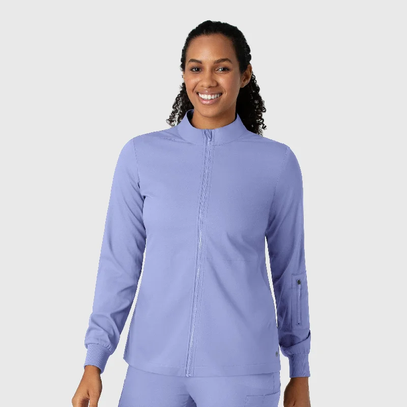 Women's Comfortable Apparel Boundless Women's Warm Up Scrub Jacket - Ceil Blue