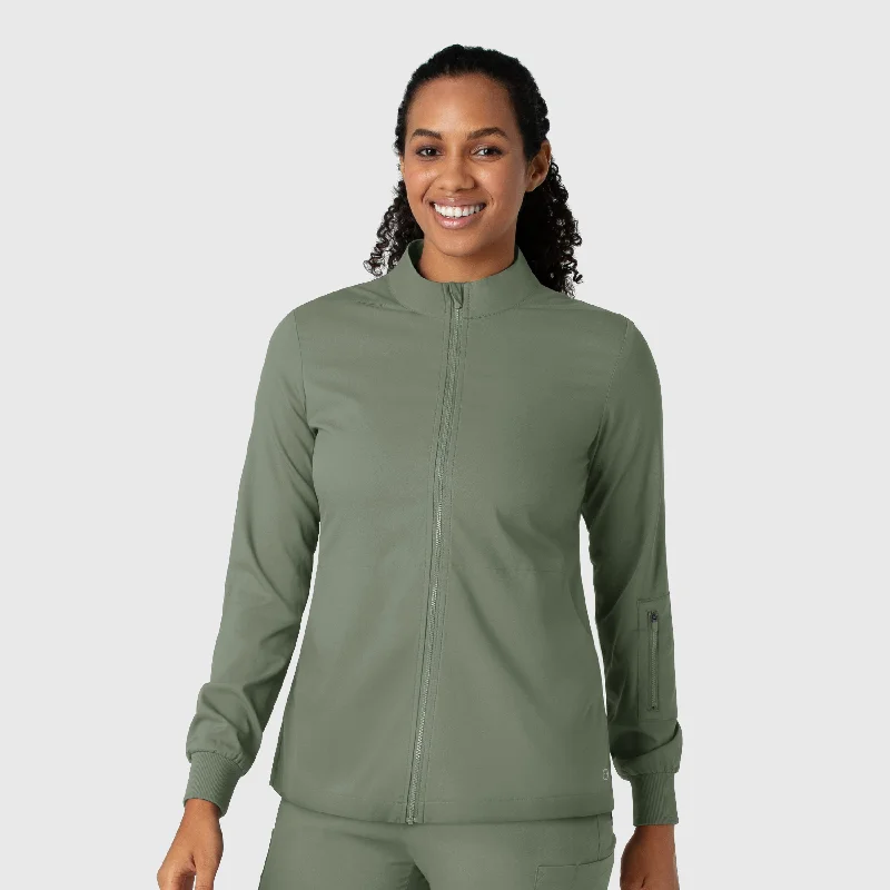 Women's Workout Garments Boundless Women's Warm Up Scrub Jacket - Sage