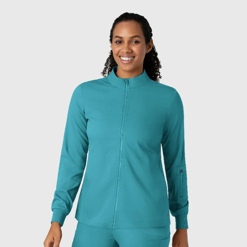 Women's Tailored Outfit Boundless Women's Warm Up Scrub Jacket - Teal