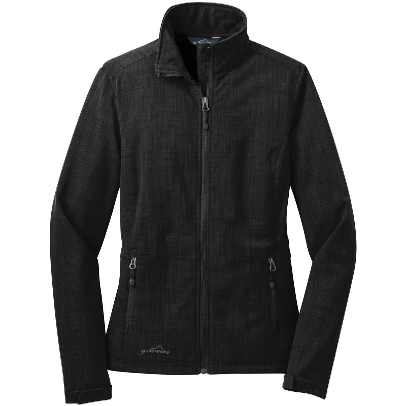 Women's Fashion-Forward Apparel Eddie Bauer Women's Black Shaded Crosshatch Softshell Jacket