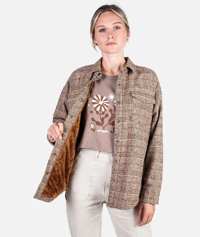 Women's Cozy Winter Attire Nivean Flannel Jacket - Tan