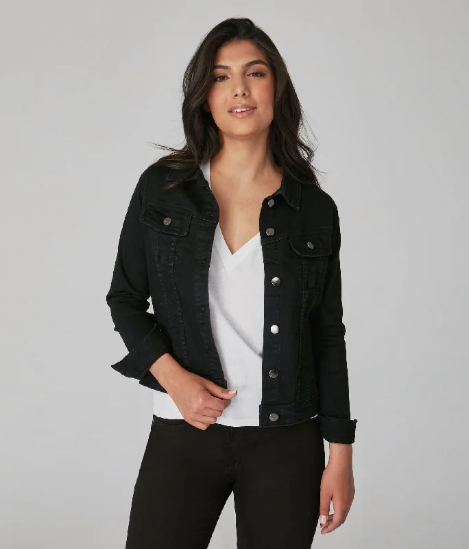 Women's Comfortable Lounge Attire Gabriella-BLK Classic Denim Jacket