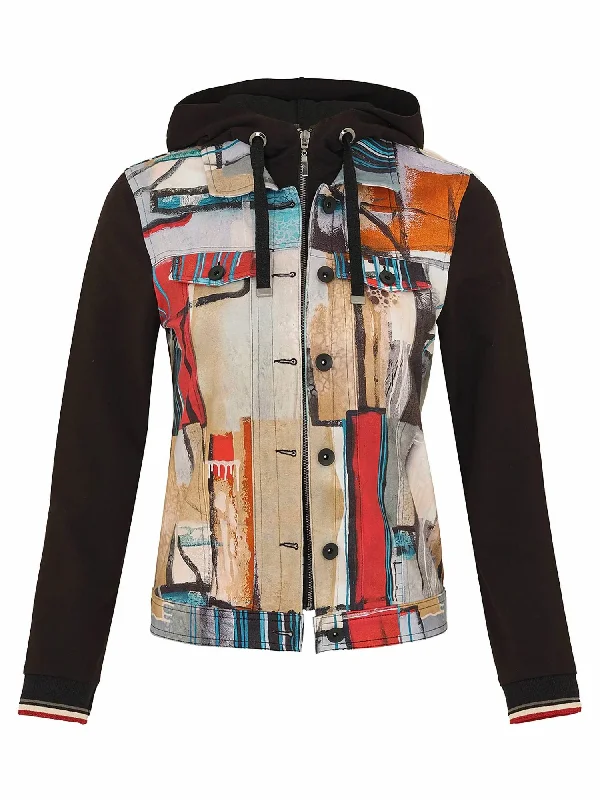 Plus Size Women's Fashion Hooded Jacket In Multi