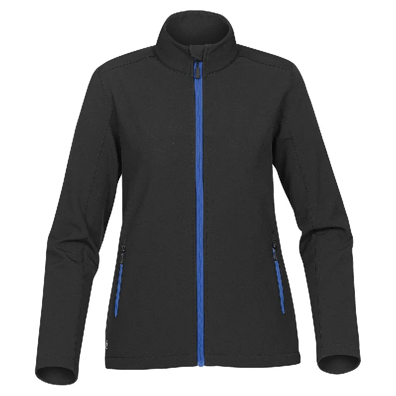 Women's Garments Stormtech Women's Black/Azure Blue Orbiter Softshell