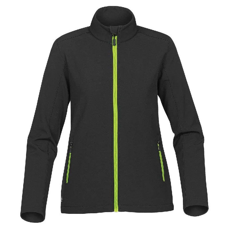 Women's Classic Attire Stormtech Women's Black/Kiwi Orbiter Softshell