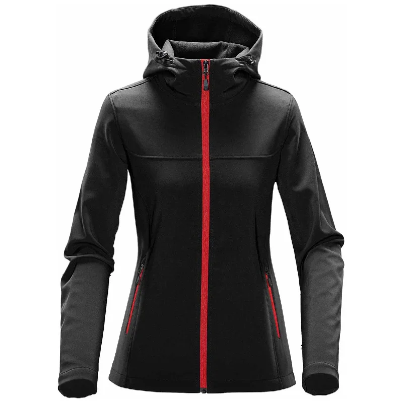 Vibrant Femme Fashion Stormtech Women's Black/Bright Red Orbiter Softshell Hoody