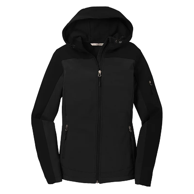 Women's Casual Attire Port Authority Women's Black Hooded Core Soft Shell Jacket