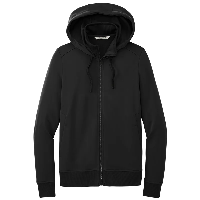 Women's Trendy Attire Port Authority Women's Deep Black Smooth Fleece Hooded Jacket