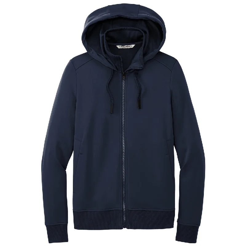 Women's Plus-Size Attire Port Authority Women's River Blue Navy Smooth Fleece Hooded Jacket