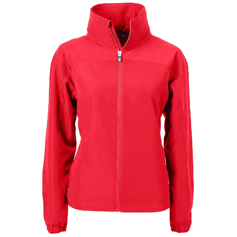 Vibrant Styles Cutter & Buck Women's Red Charter Eco Recycled Full Zip Jacket