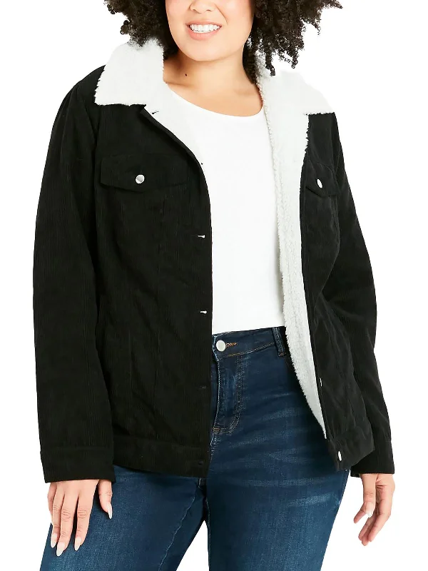 Imeless Style Plus Womens Shearling Warm Trucker Jacket