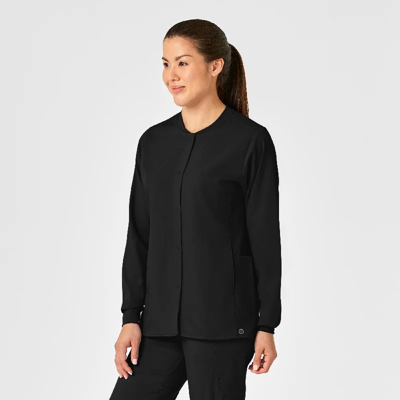 Everyday Wear PRO Women's Snap Front Scrub Jacket - Black