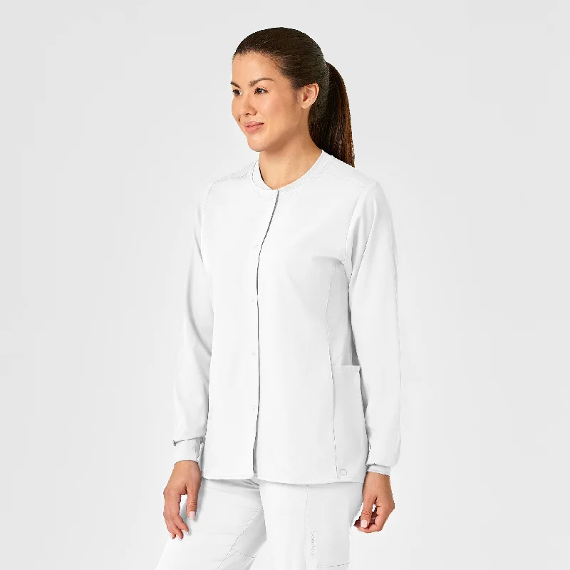 Women's Effortless Casual Outfit PRO Women's Snap Front Scrub Jacket - White