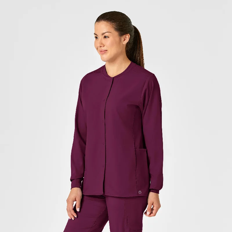 Comfortable Women's Attire PRO Women's Snap Front Scrub Jacket - Wine