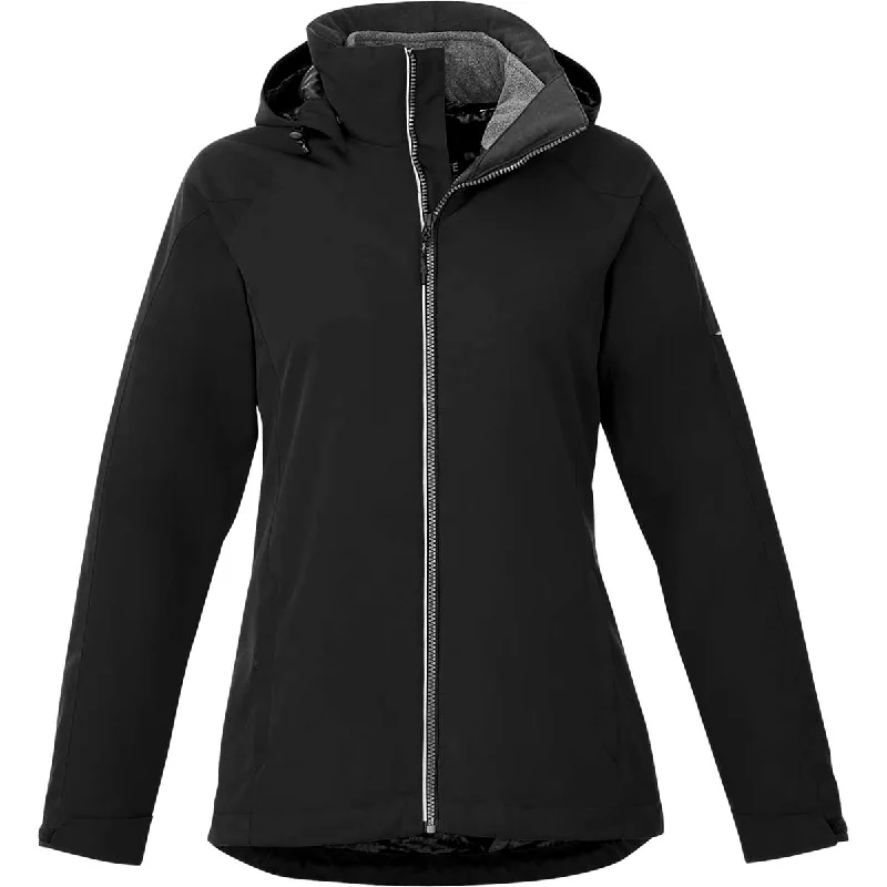 Women's Stylish Outerwear Elevate Women's Black/Heather Dark Charcoal Arlington 3-in-1 Jacket