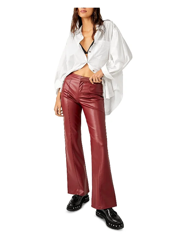 Contemporary Women's Clothing Uptown Womens Faux Leather High Rise Dress Pants