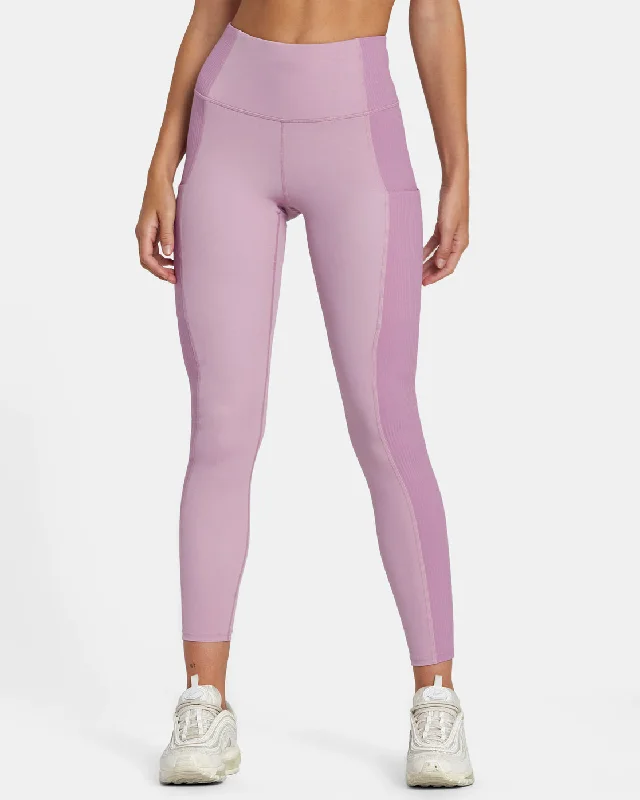 Women's Outerwear for All Weather Conditions VA Sport Rib Block Technical High Waist Leggings - Lilac