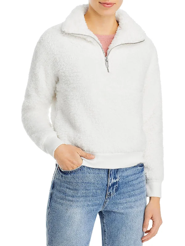 Trendy Fashion For Women Womens 1/4 Zip Pullover Faux Fur Coat