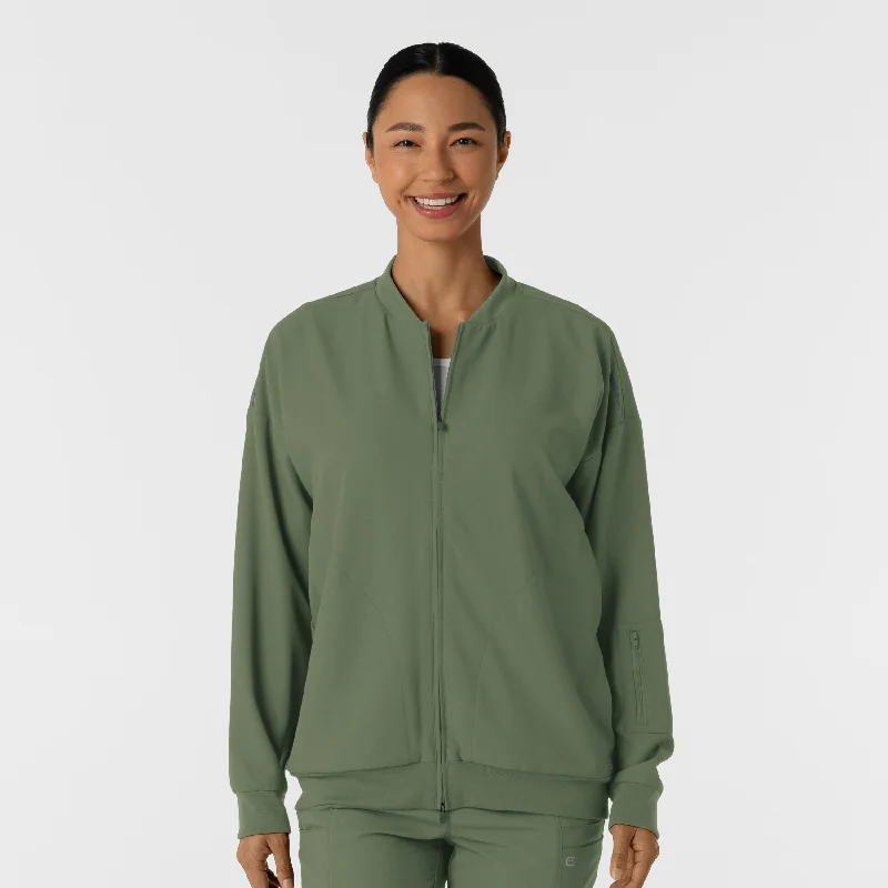 Women's Trendy Attire Women's Bomber Scrub Jacket - Olive