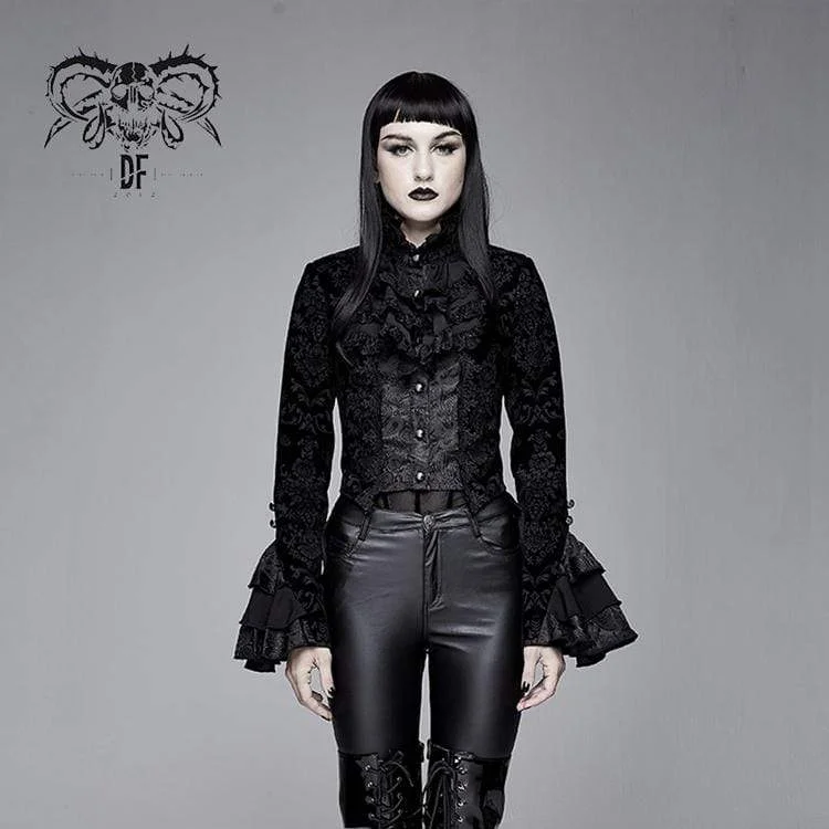 Clothing Sales Women's Goth Ruffles Velet Swallow-tailed coat