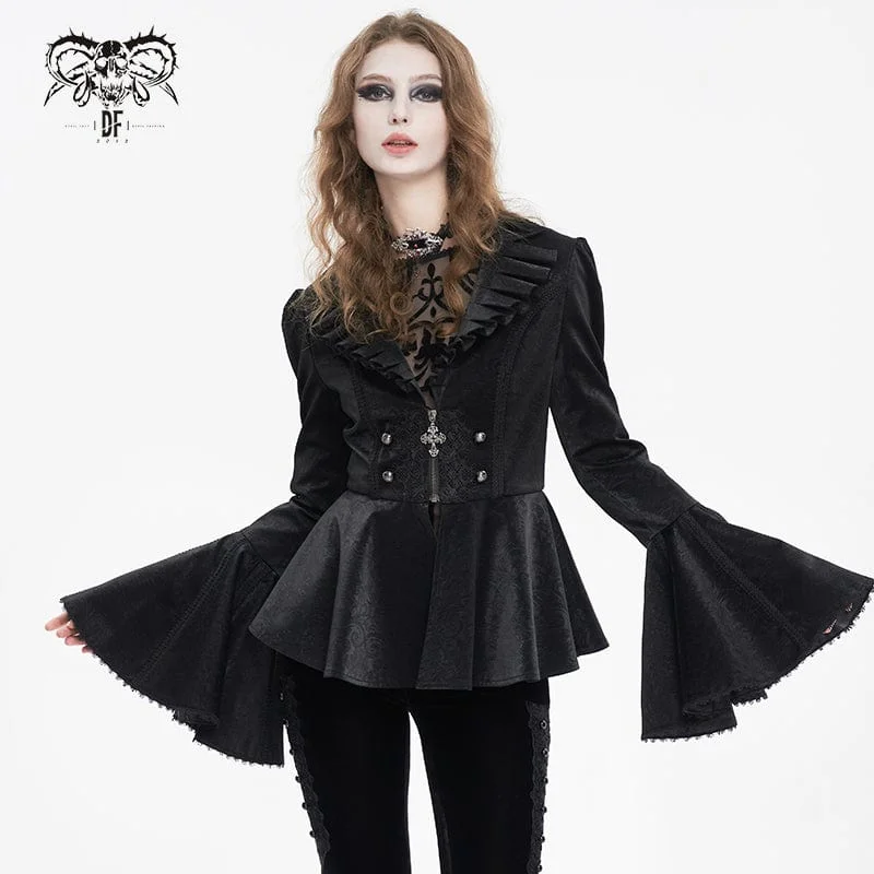 Women's High-Fashion Garments Women's Gothic Ruffled Collar Flared Sleeved Jacket