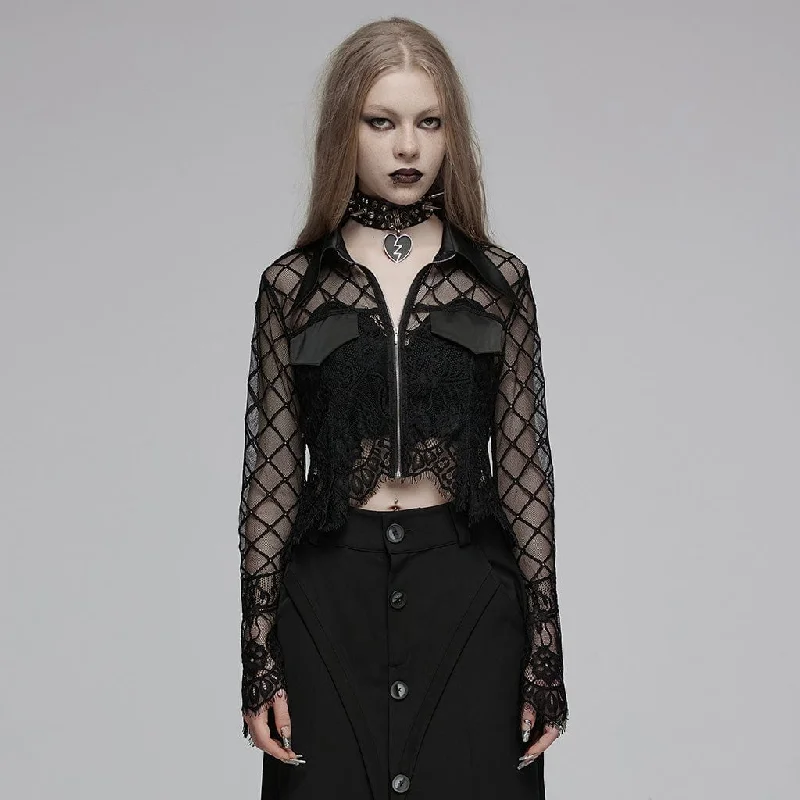 Women's Everyday Attire Women's Gothic Turn-down Collar Irregular Lace Jacket